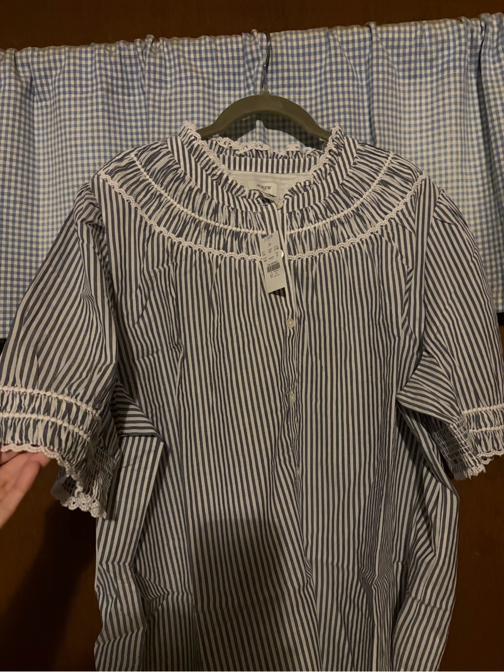J. Crew Navy and White Striped Button-Front Blouse